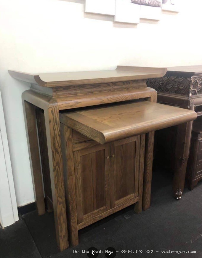 Phòng thờ gỗ sồi chạm Phúc Lộc